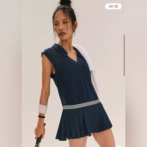 Free FP People Movement Sunshine Day Tunic Set Mesh Dress in Navy Size M